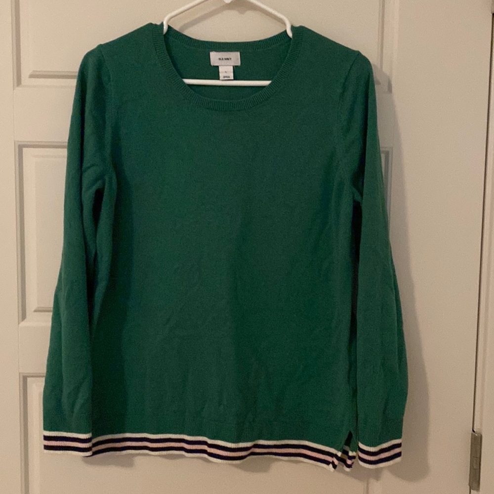 Stripe Hem Crewneck Sweater